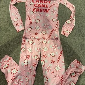 The Children's Place Pink Candy Cane Crew Pajama Set